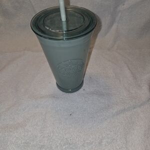 Starbucks Blue Glass Tumbler with Straw